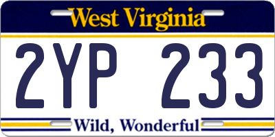 WV license plate 2YP233