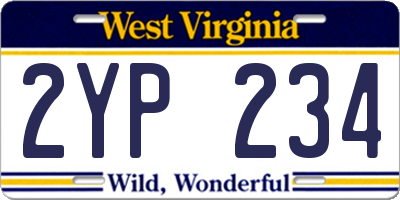 WV license plate 2YP234