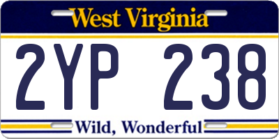 WV license plate 2YP238