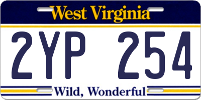 WV license plate 2YP254