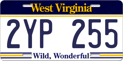 WV license plate 2YP255