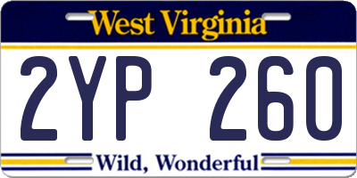 WV license plate 2YP260