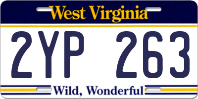 WV license plate 2YP263