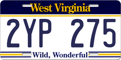 WV license plate 2YP275