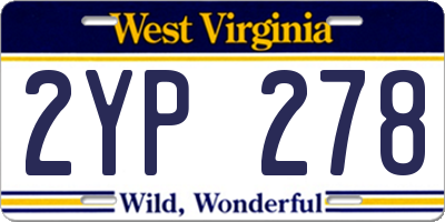 WV license plate 2YP278