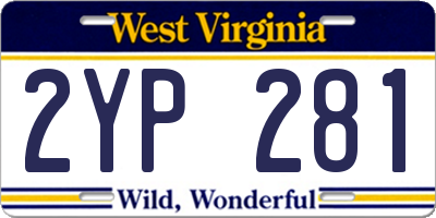 WV license plate 2YP281