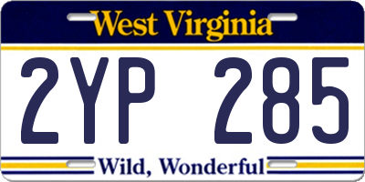 WV license plate 2YP285