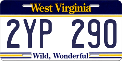 WV license plate 2YP290