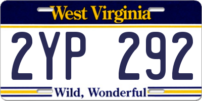 WV license plate 2YP292