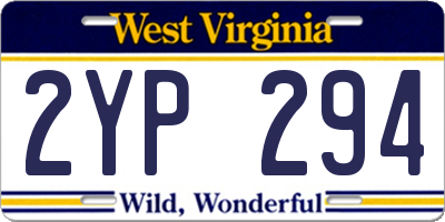 WV license plate 2YP294