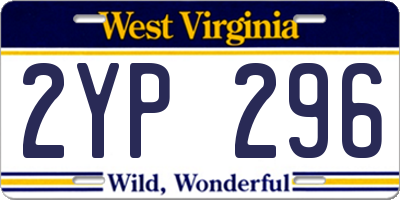 WV license plate 2YP296