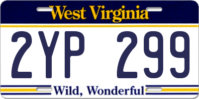 WV license plate 2YP299