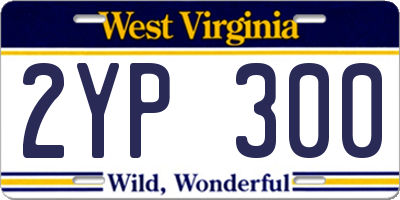WV license plate 2YP300