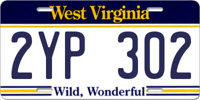 WV license plate 2YP302