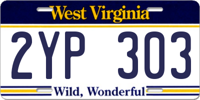 WV license plate 2YP303