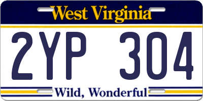 WV license plate 2YP304