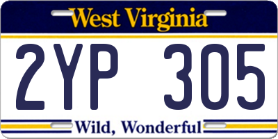 WV license plate 2YP305