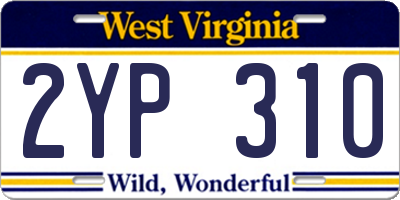 WV license plate 2YP310