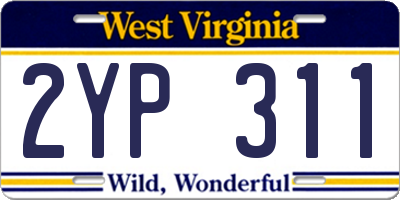 WV license plate 2YP311