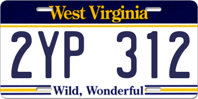 WV license plate 2YP312