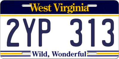 WV license plate 2YP313