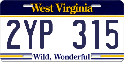 WV license plate 2YP315