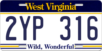 WV license plate 2YP316