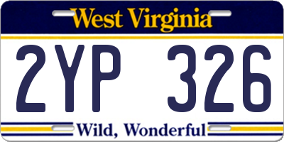 WV license plate 2YP326