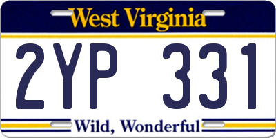 WV license plate 2YP331