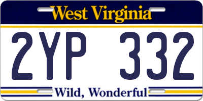 WV license plate 2YP332