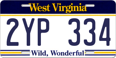 WV license plate 2YP334