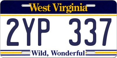 WV license plate 2YP337