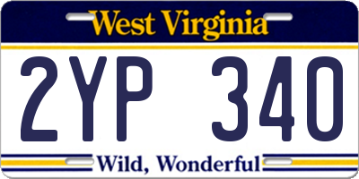 WV license plate 2YP340