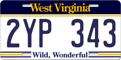 WV license plate 2YP343