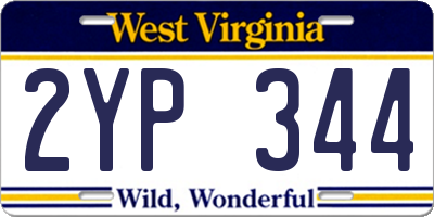 WV license plate 2YP344