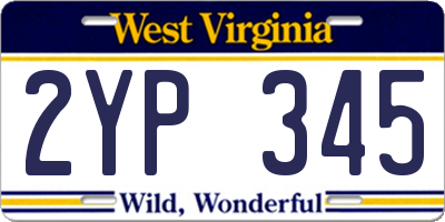 WV license plate 2YP345