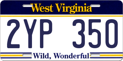 WV license plate 2YP350