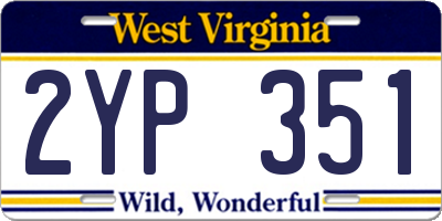 WV license plate 2YP351