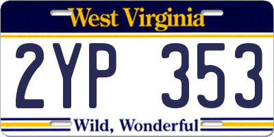 WV license plate 2YP353