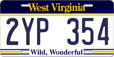 WV license plate 2YP354