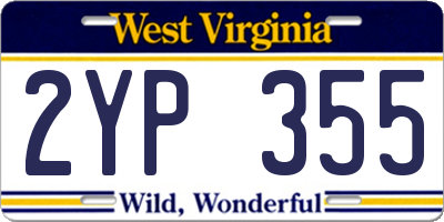 WV license plate 2YP355