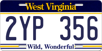 WV license plate 2YP356