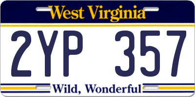 WV license plate 2YP357