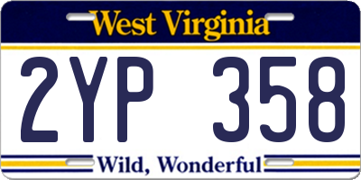 WV license plate 2YP358