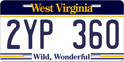 WV license plate 2YP360
