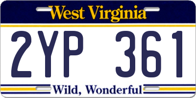 WV license plate 2YP361