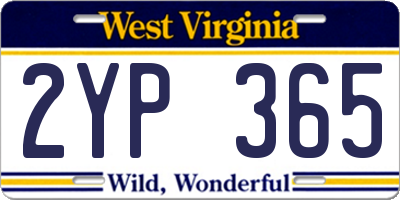 WV license plate 2YP365