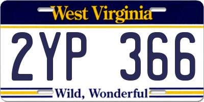 WV license plate 2YP366