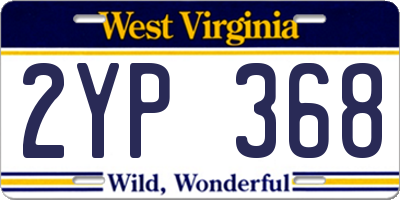 WV license plate 2YP368