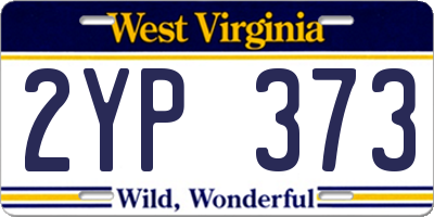 WV license plate 2YP373